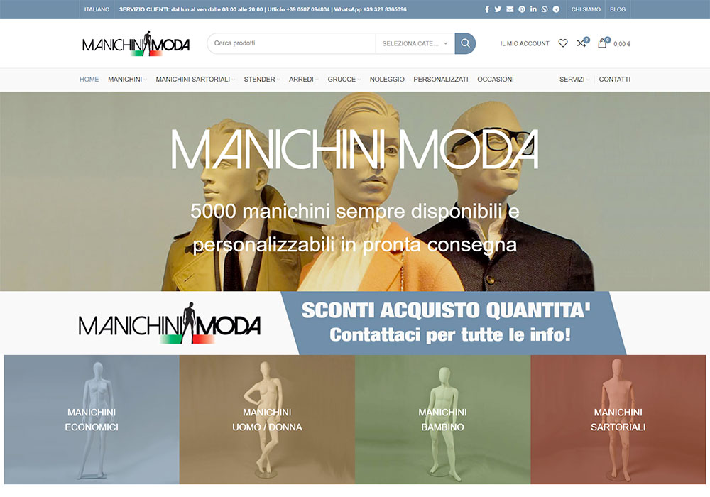 E-commerce di Manichini Moda realizzato da Rcweb Studio